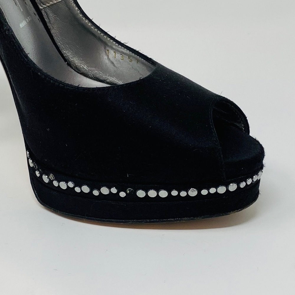 CASADEI**Black Satin Evening Shoes Studs US 6 - Picture 5 of 8
